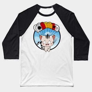 Silly tabby cat has a broken parachute Baseball T-Shirt